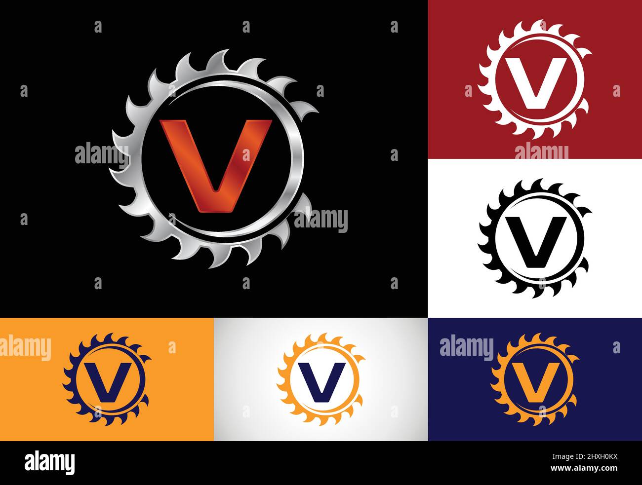 Anfängliches Monogramm-Alphabet mit dem Sägeblatt. Zimmerei, Holzbearbeitung Logo-Design. Schrift-Emblem. Modernes Vektor-Logo für Sägewerk und Firma i Stock Vektor