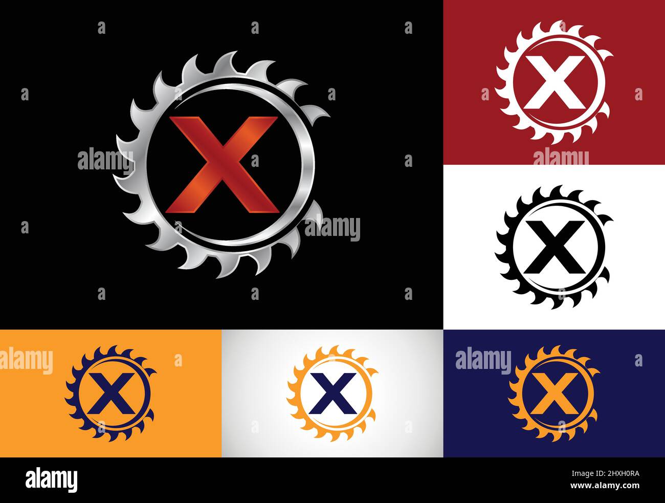 Anfängliches Monogramm-Alphabet mit dem Sägeblatt. Zimmerei, Holzbearbeitung Logo-Design. Schrift-Emblem. Modernes Vektor-Logo für Sägewerk und Firma i Stock Vektor