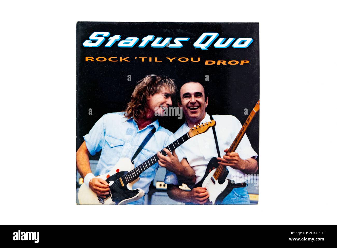 Rock til you Drop Status Quo Vinyl LP Plattencover Stockfoto