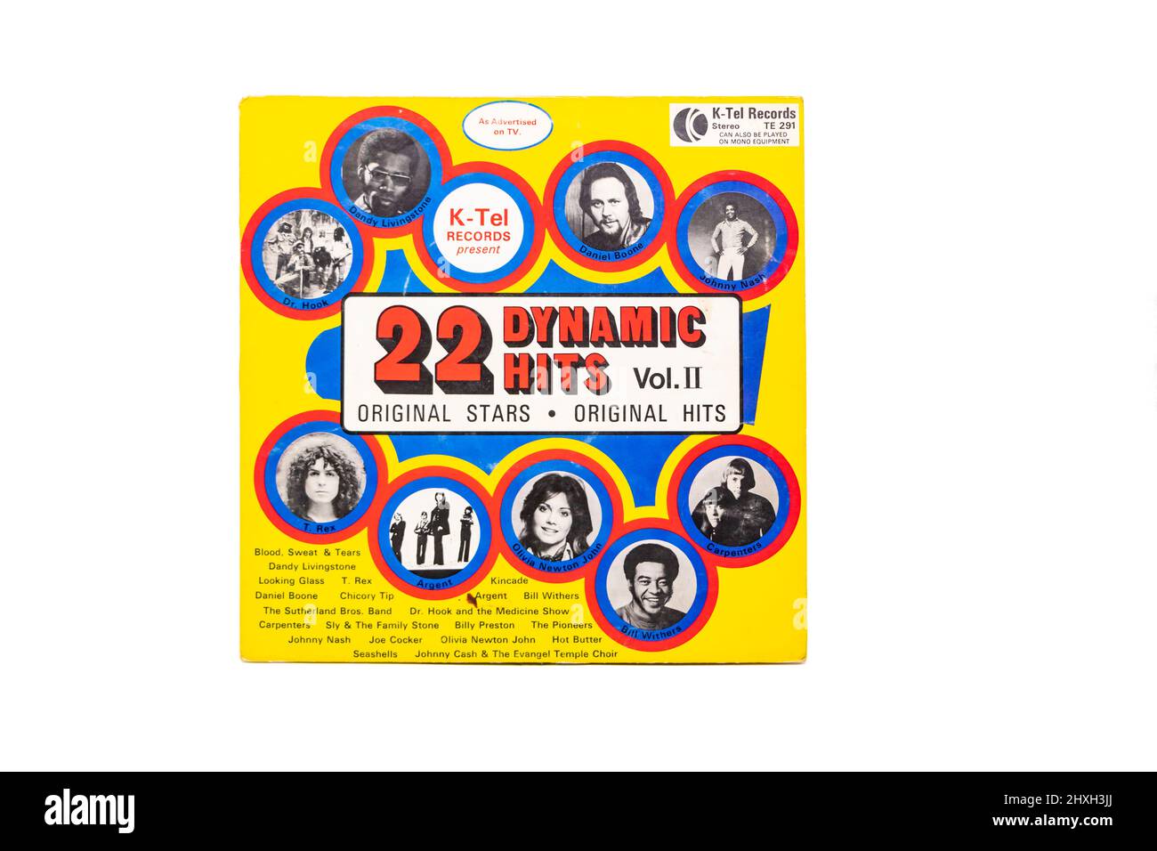 22 dynamische Hits Compilation Vinyl LP Plattencover mit 1970s Künstlern wie Sweet T-Rex Stockfoto