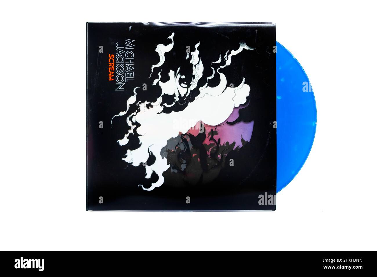 Scream von Michael Jackson auf blauem Vinyl-Schallplattencover Stockfoto
