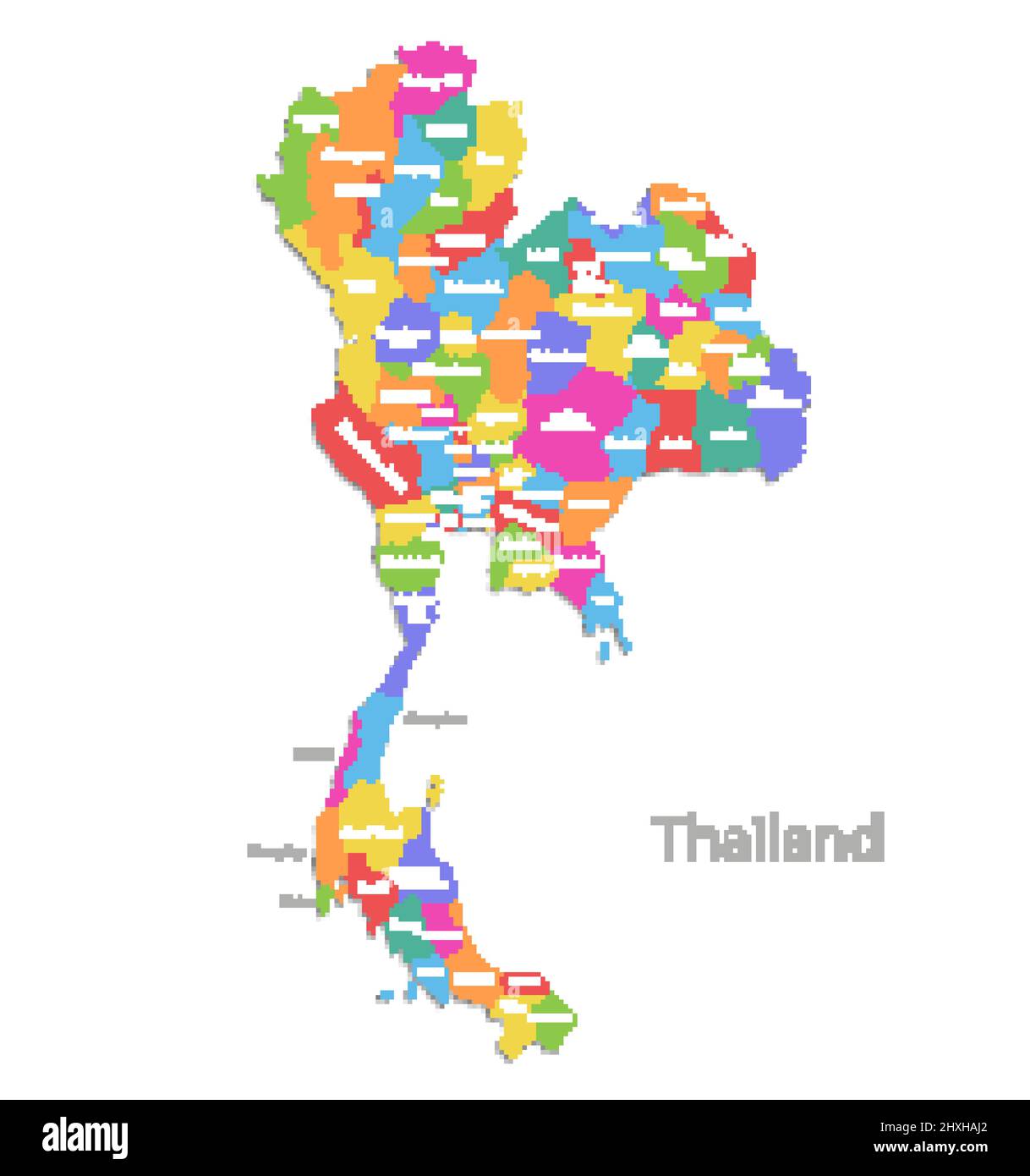 Thailand Karte, einzelne Regionen mit Namen, administrative Teilung, Farben Karte isoliert auf weißem Hintergrund Vektor Stock Vektor