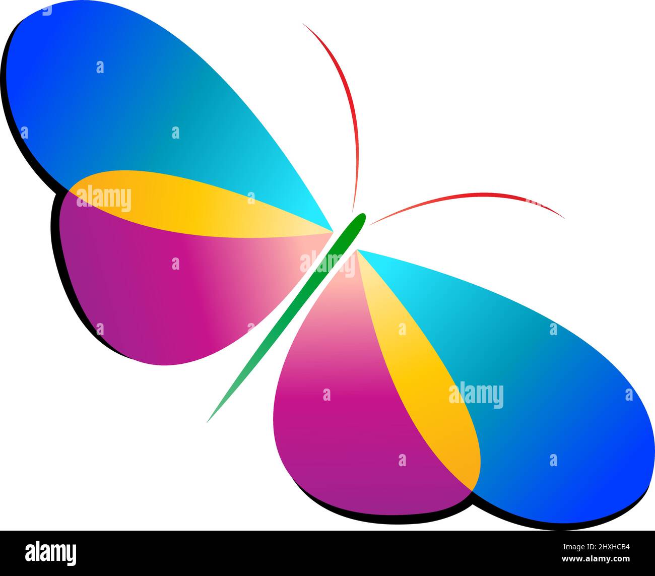 Bunte Schmetterlinge auf weißem Hintergrund für Design. Leicht editierbare Vektorgrafik mit Ebenen. Stock Vektor