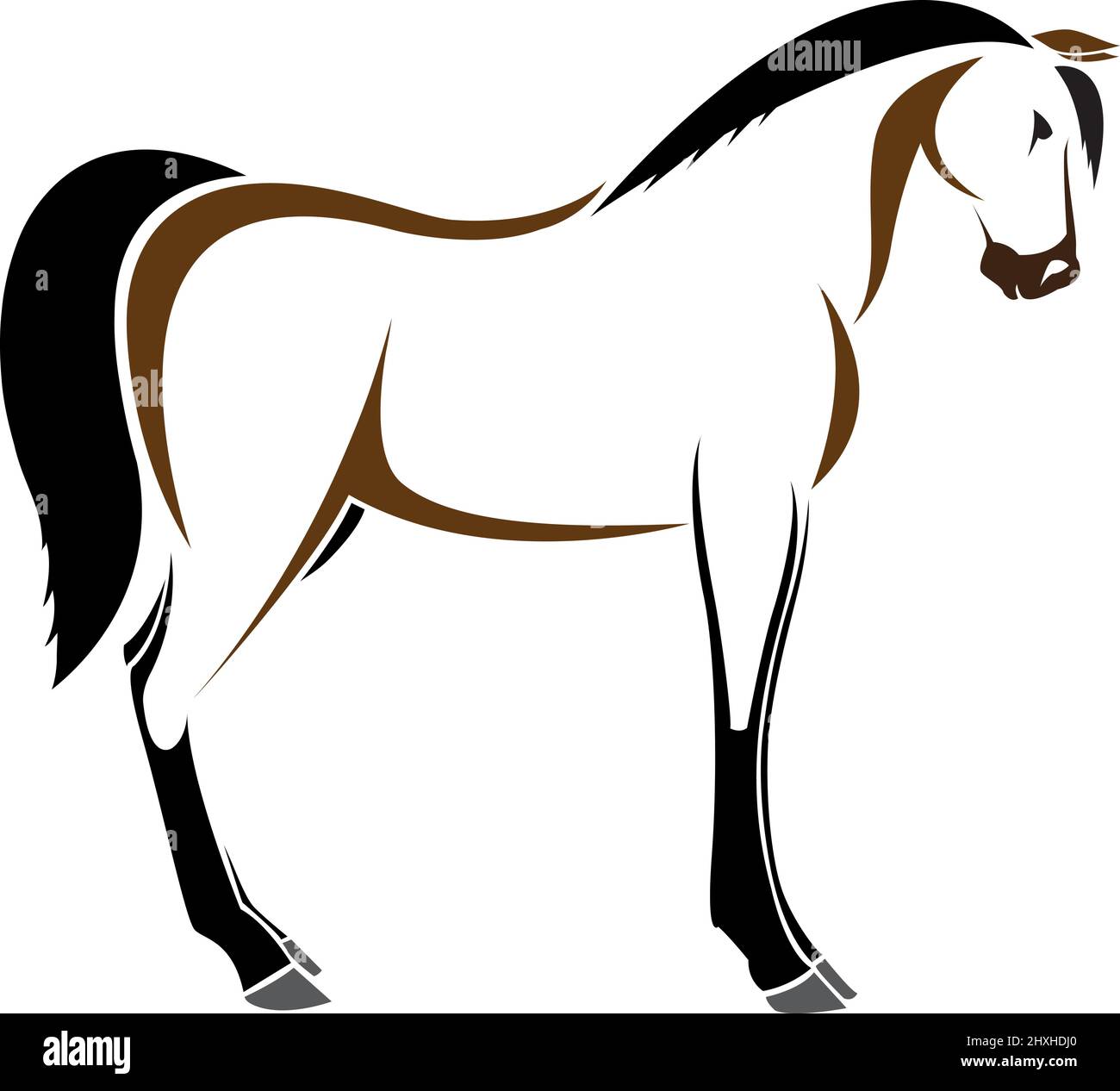 Vektorbild eines Pferdes auf weißem Hintergrund. Leicht editierbare Vektorgrafik mit Ebenen. Stock Vektor