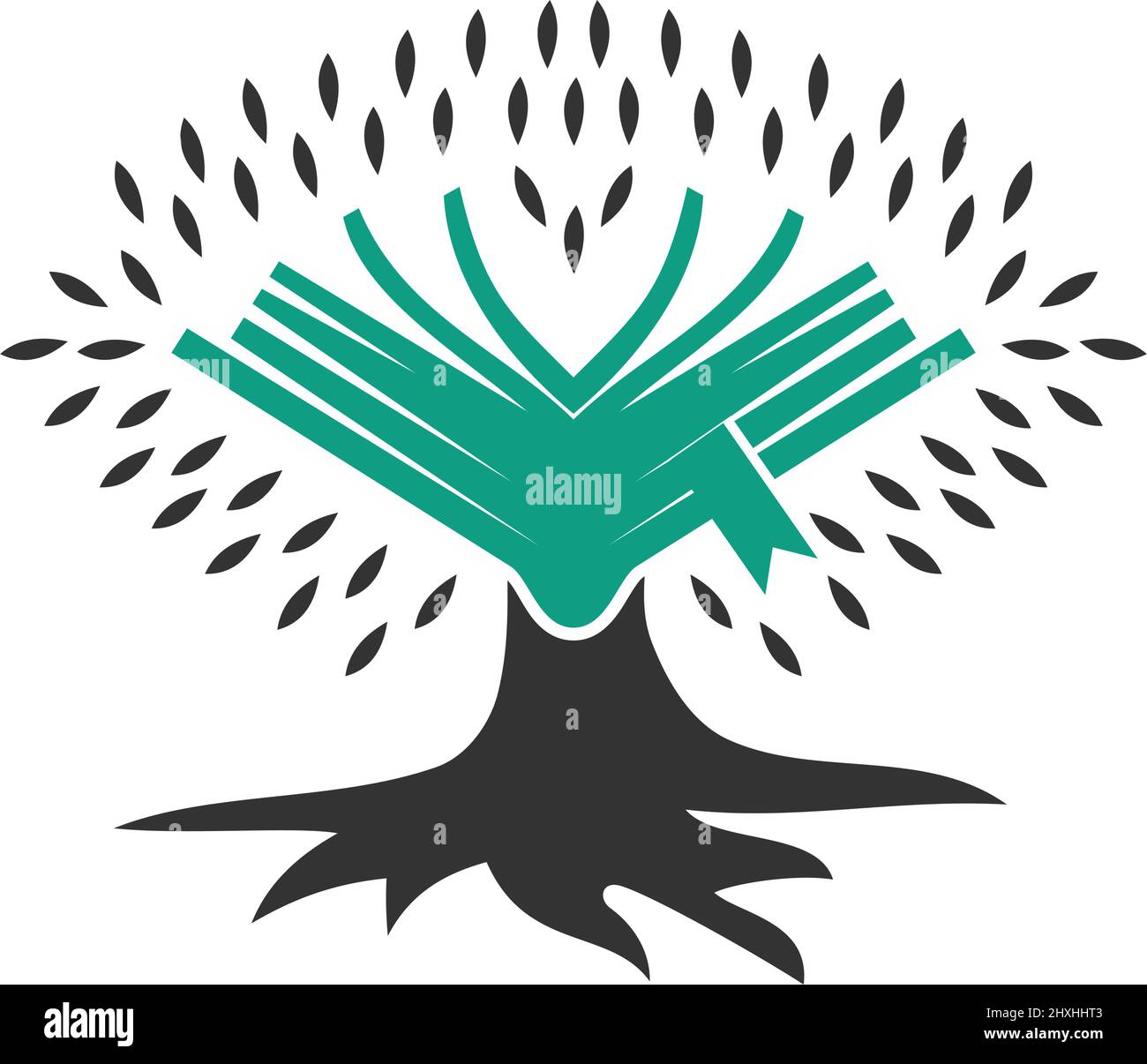 Symbol für Baum- und Buchlogo Illustration Markenidentität Stock Vektor