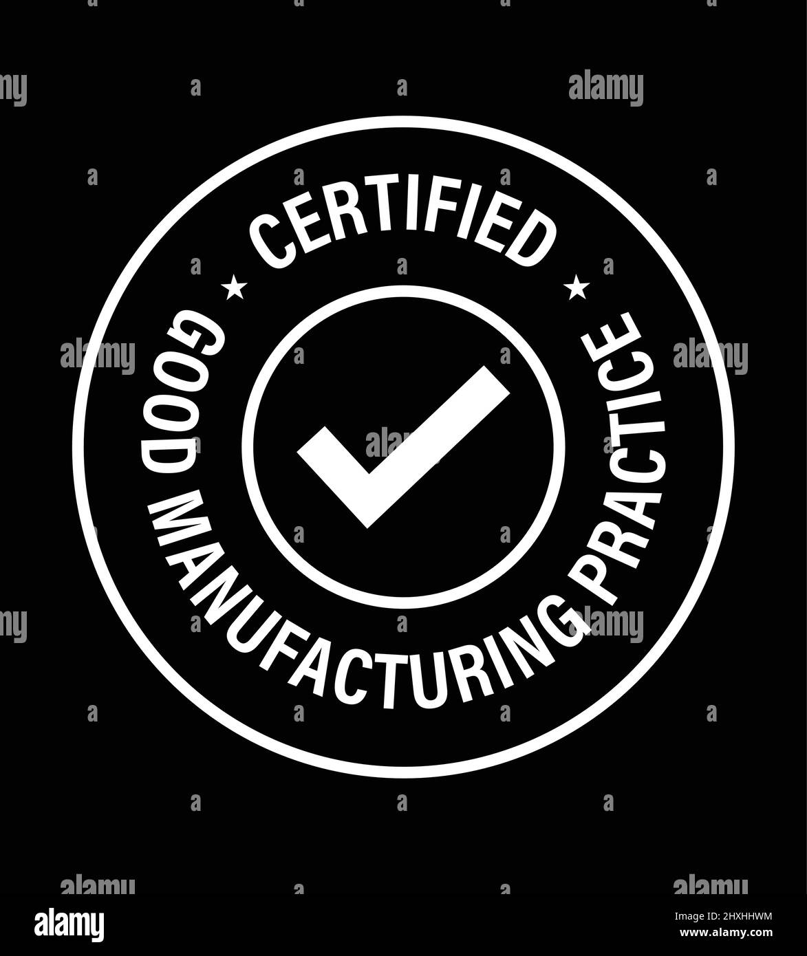 Zertifiziert GMP, gute Herstellungspraxis. Einfarbiger Vektorstempel Stock Vektor