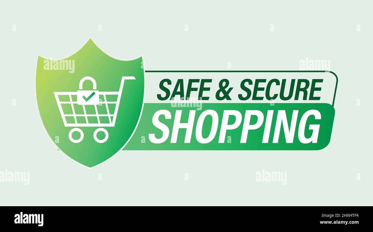 Sicheres und sicheres Einkaufen, grün in der Farbe. Shopping abstrakt Stock Vektor