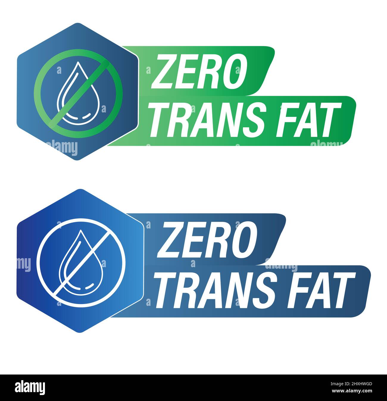 Vektor „Zero trans Fat“, blau und grün, trans fettfrei Stock Vektor