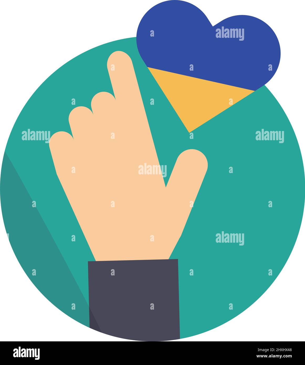 Ukrainische Flagge mit menschlicher Hand und Herzform. Frieden und Liebe. Bearbeitbarer Vektor. Stock Vektor