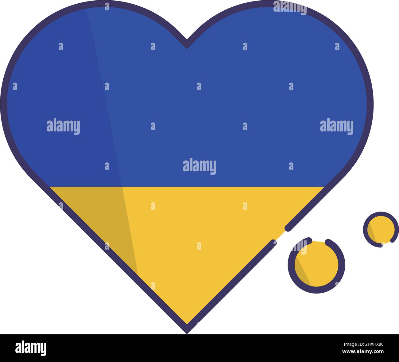 Moderne ukrainische Flagge mit Herzsymbol. Bearbeitbarer Vektor. Stock Vektor