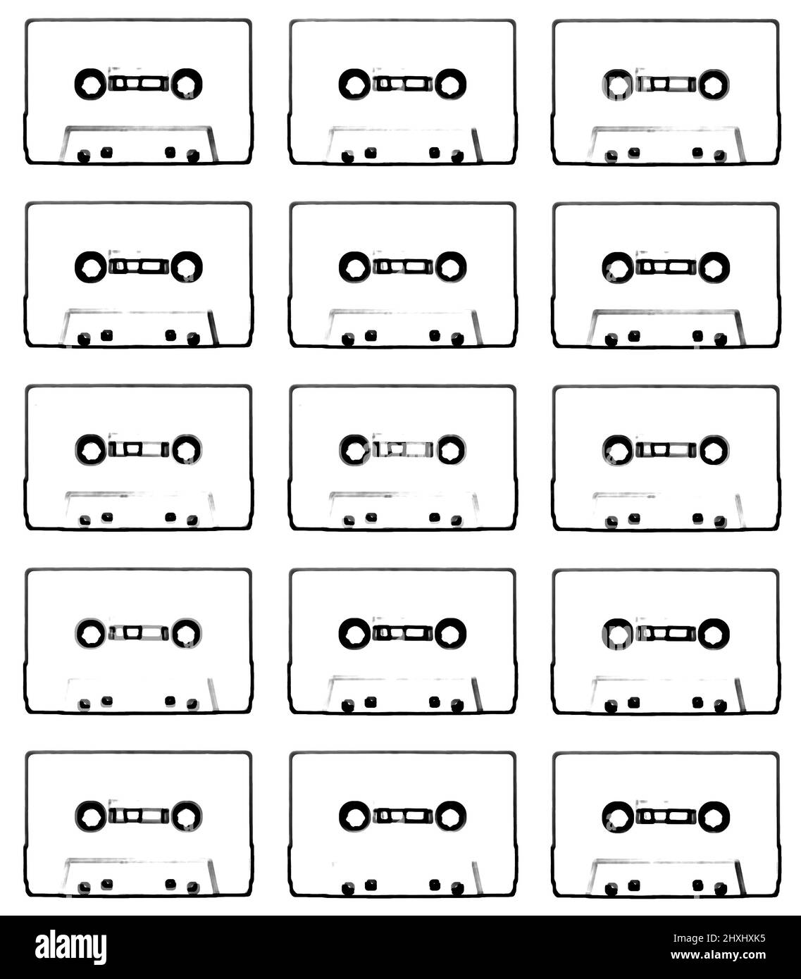 Vintage White 1980s Kassette isoliert auf weißem Hintergrund Stockfoto