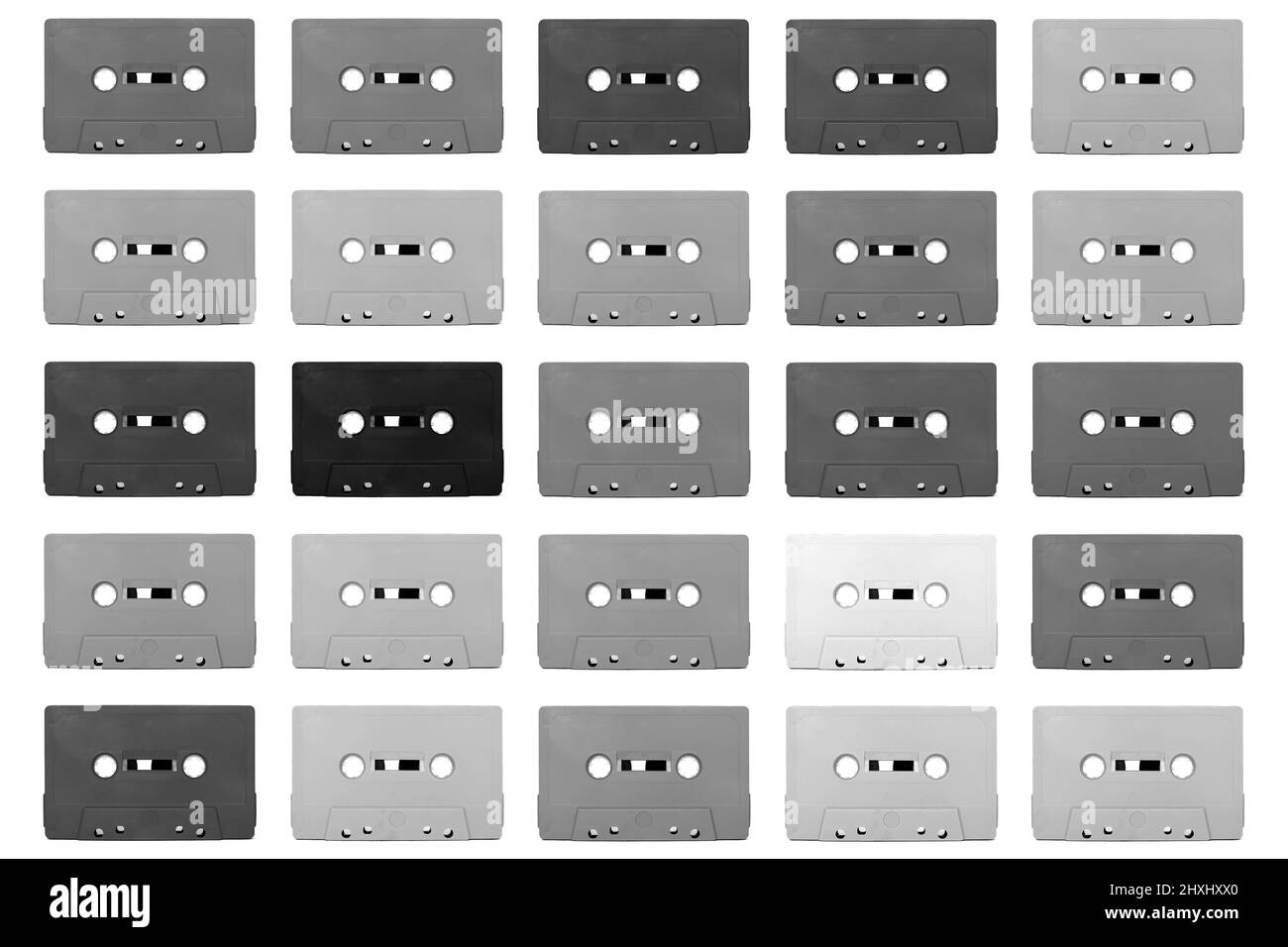 Vintage 1980s Kassettenband isoliert auf weißem Hintergrund Stockfoto