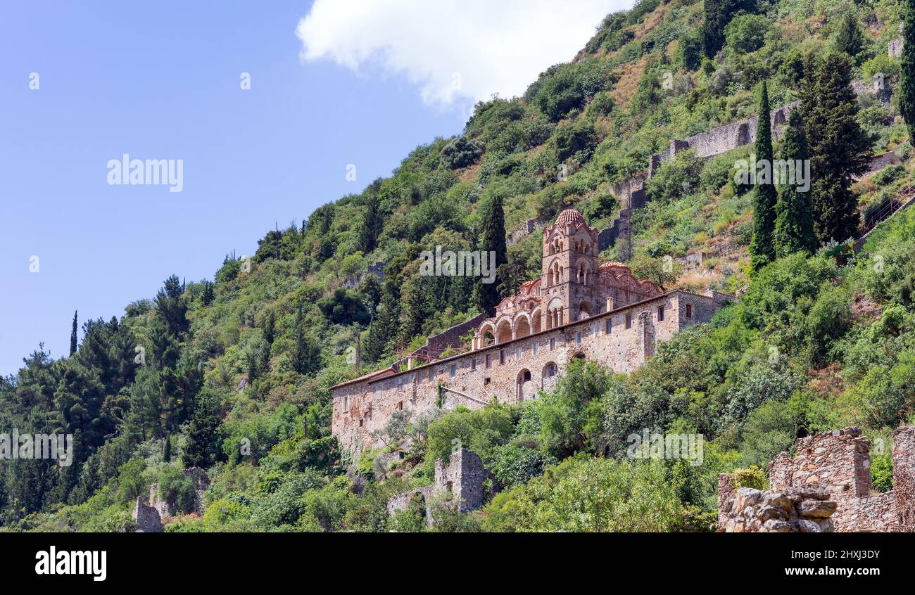 Das Pantanassa-Kloster in Mystras, Peloponnes, Griechenland. Stockfoto