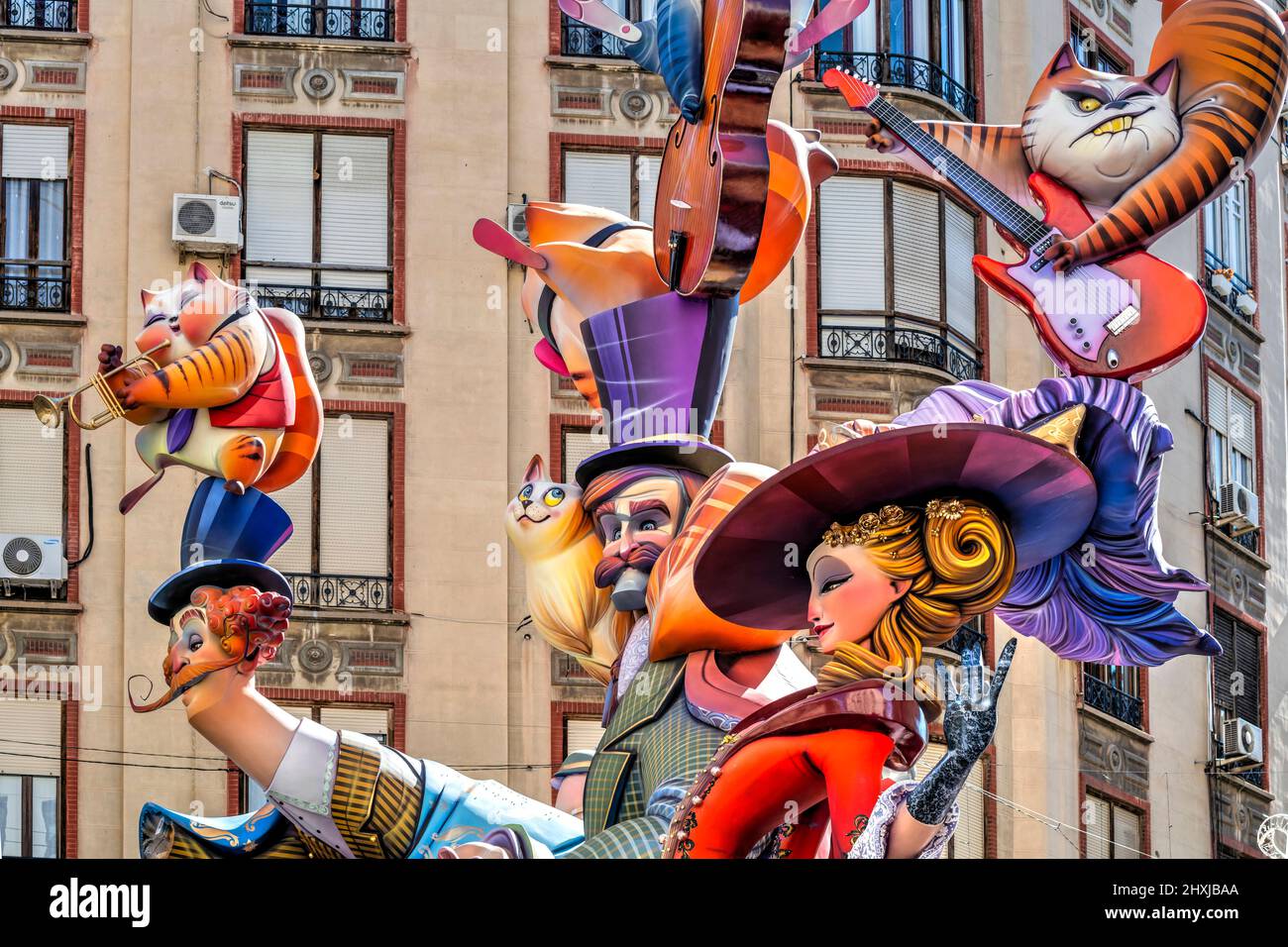Riesige Skulpturen während des jährlichen Fallas Festivals, Valencia, Spanien, Valencia, Spanien Stockfoto