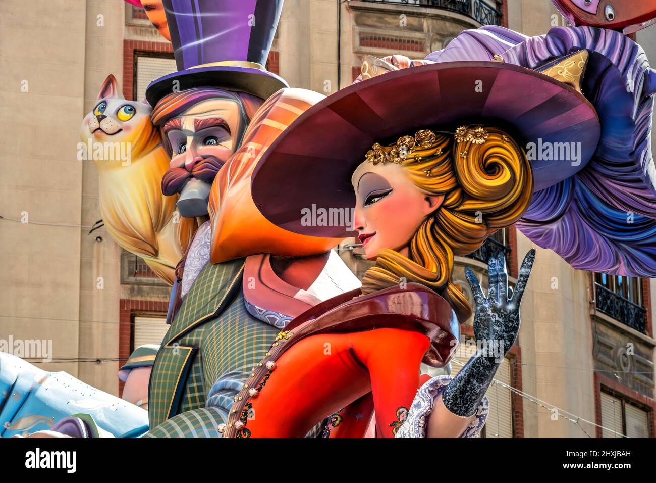 Riesige Skulpturen während des jährlichen Fallas Festivals, Valencia, Spanien, Valencia, Spanien Stockfoto