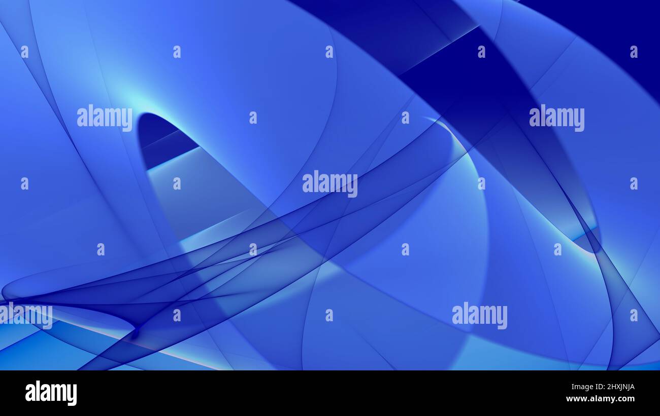 Hintergrund abstrakt 8K blau hellblau dunkelblau schwarz weiß Wellen Linien Kurven Verlauf Stockfoto