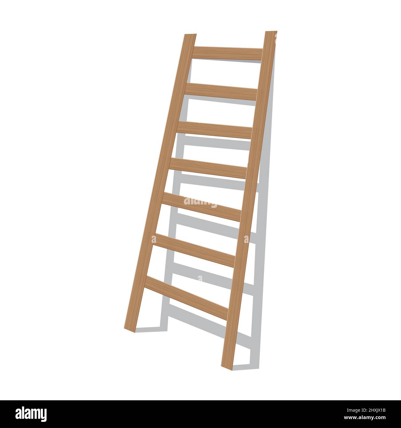 Holztreppe isoliert auf weißem Hintergrund. Darstellung von Farbvektoren Stock Vektor