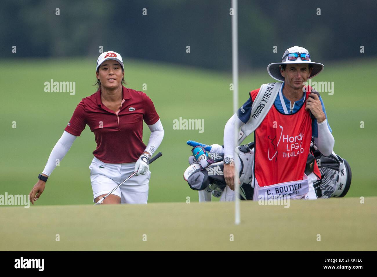 Pattaya Thailand - 13. März: Celine Boutier aus Frankreich während des 4.. Und letzten Tages der Honda LPGA Thailand im Siam Country Club Old Course am 13. März 2022 in Pattaya, Thailand (Foto: Peter van der Klooster/Orange Picics) Stockfoto