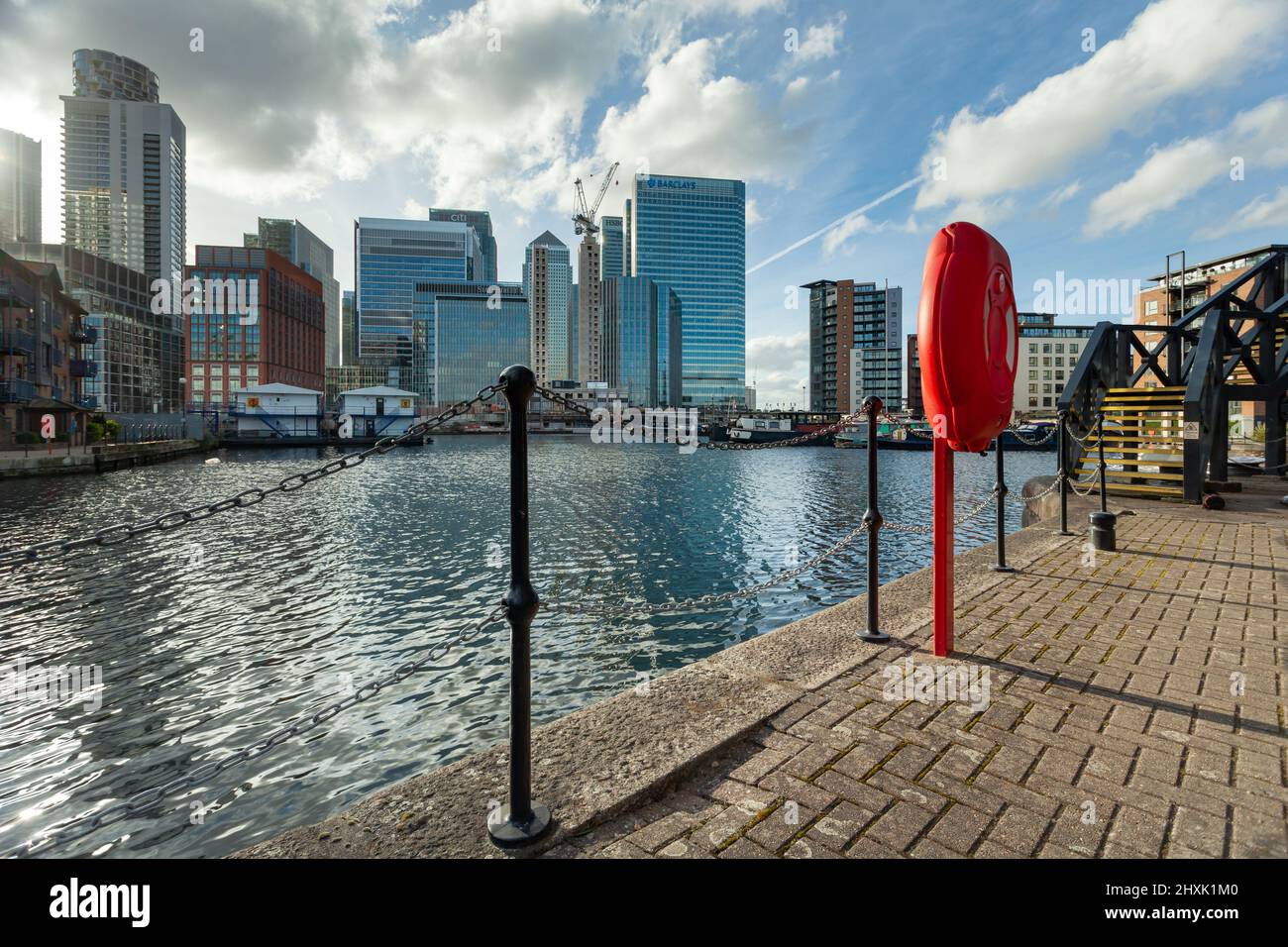 Blackwall Basin bei Canary Wharf, London. Stockfoto