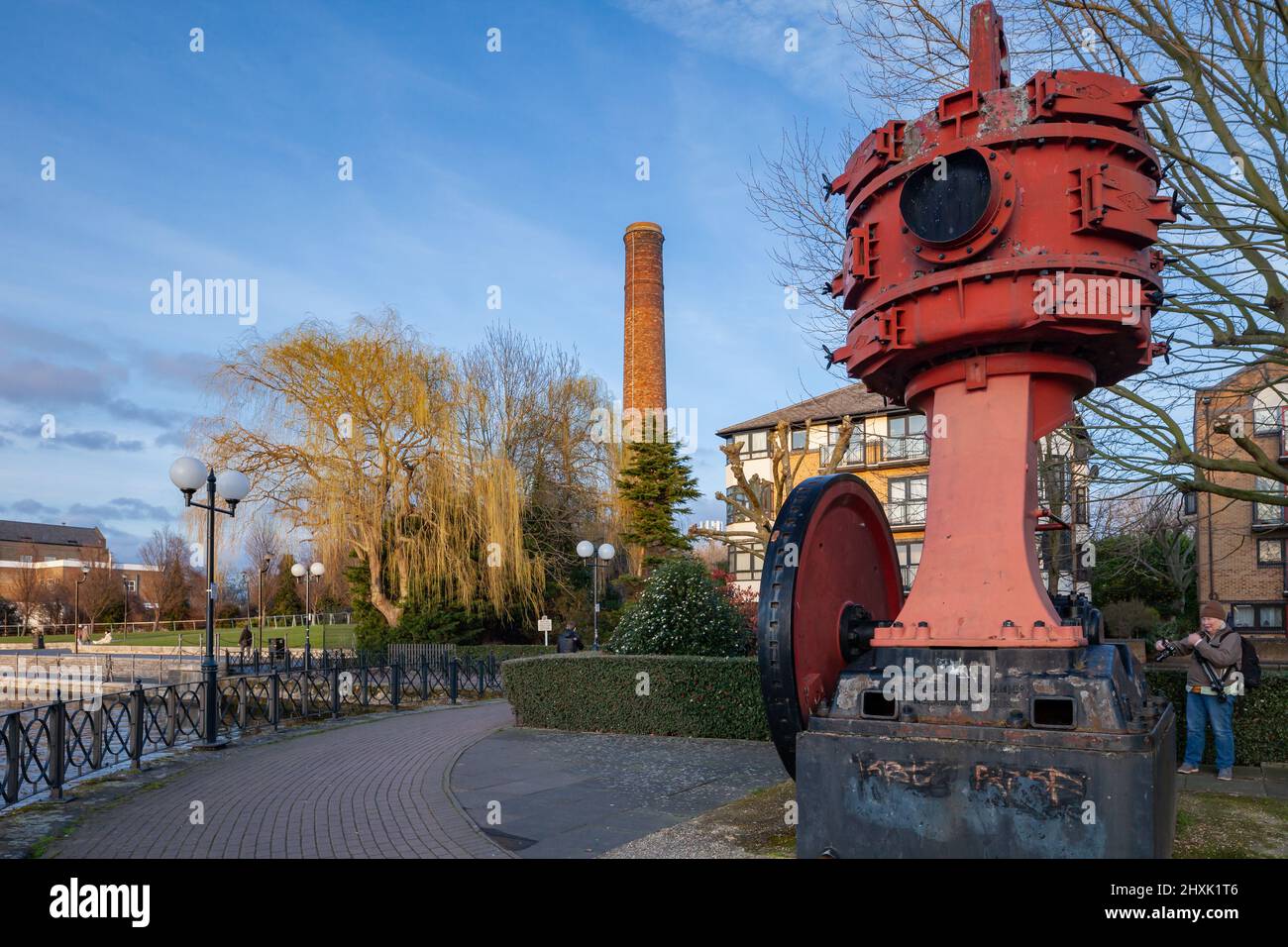 Historische Pumpe auf der Isle of Dogs in London, England. Stockfoto