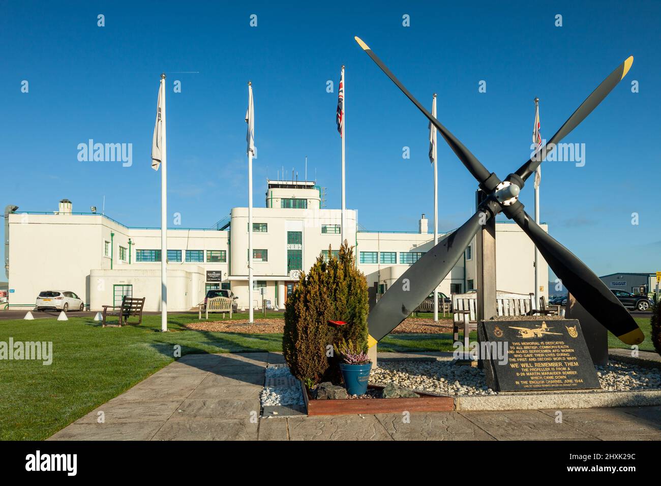 Art déco-Gebäude am Brighton City Airport, Shoreham-by-Sea, West Sussex, England. Stockfoto