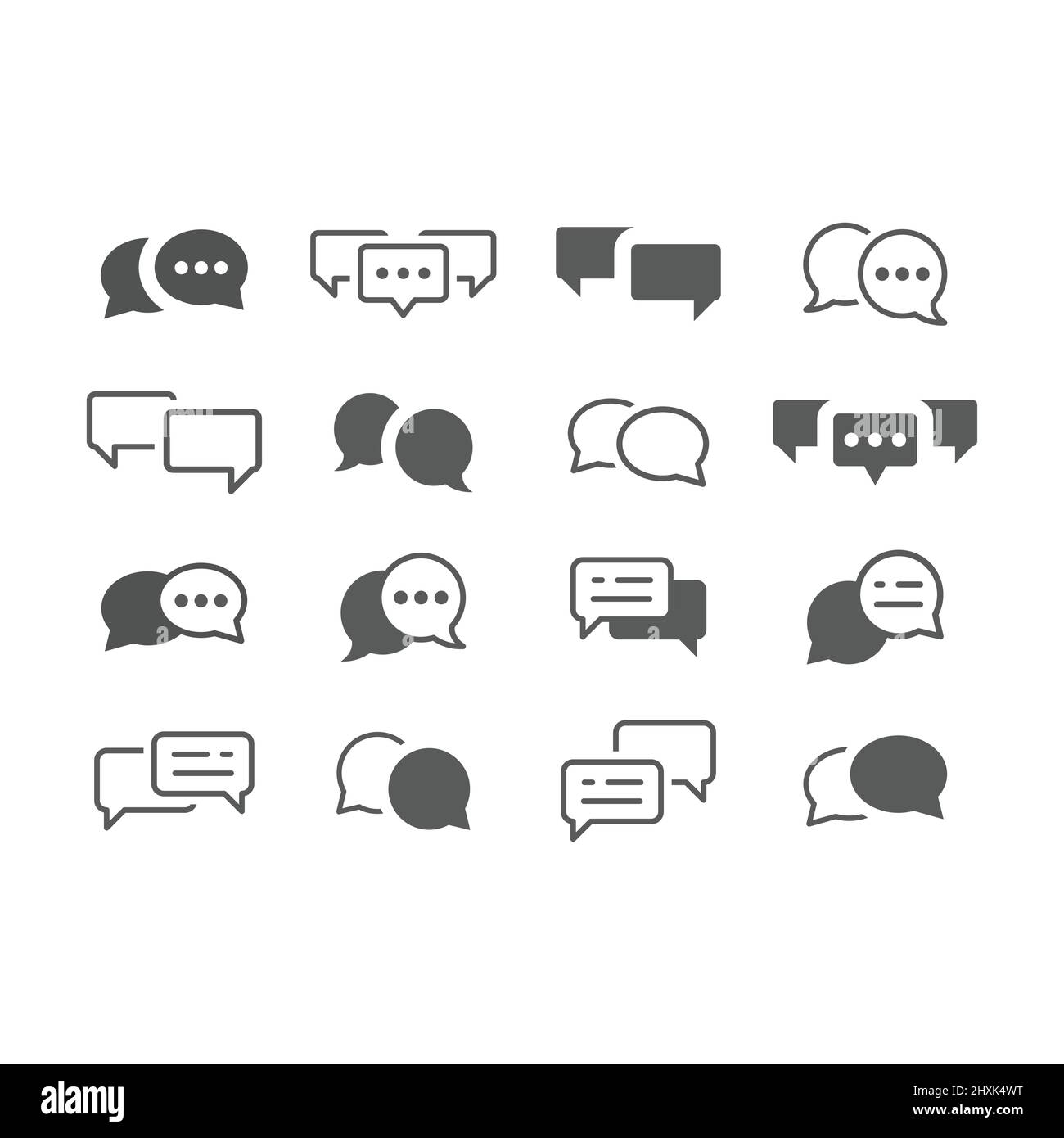 Sprechblase mit schwarzem Vektor-Symbol eingestellt. Mit Sprechblasen gefüllte Symbole. Stock Vektor