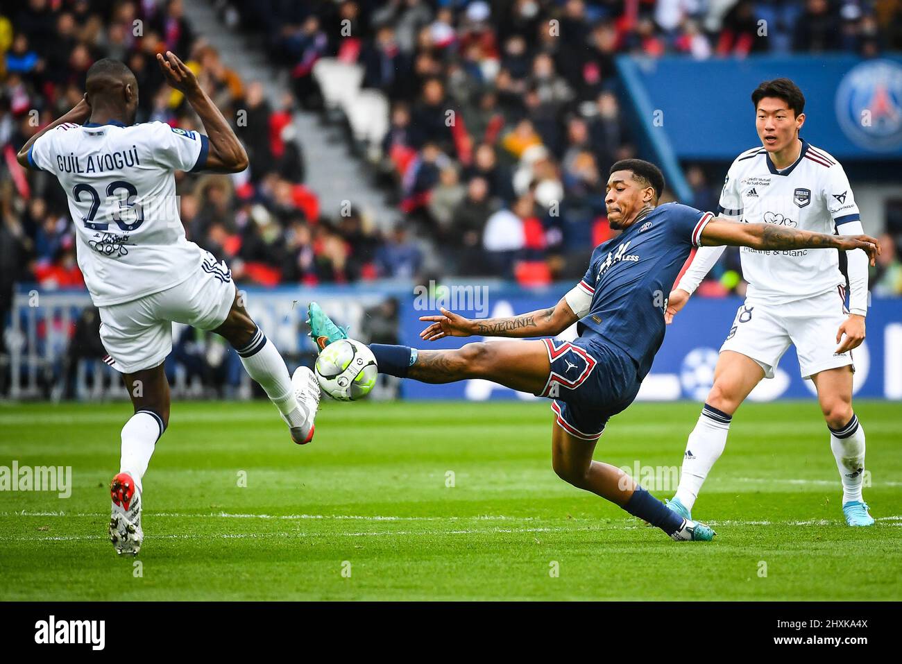 Presnel KIMPEMBE von PSG während des Fußballspiels der Fench Championship Ligue 1 zwischen Paris Saint-Germain und Girondins de Bordeaux am 13. März 2022 im Stadion Parc des Princes in Paris, Frankreich - Foto: Matthieu Mirville/DPPI/LiveMedia Stockfoto