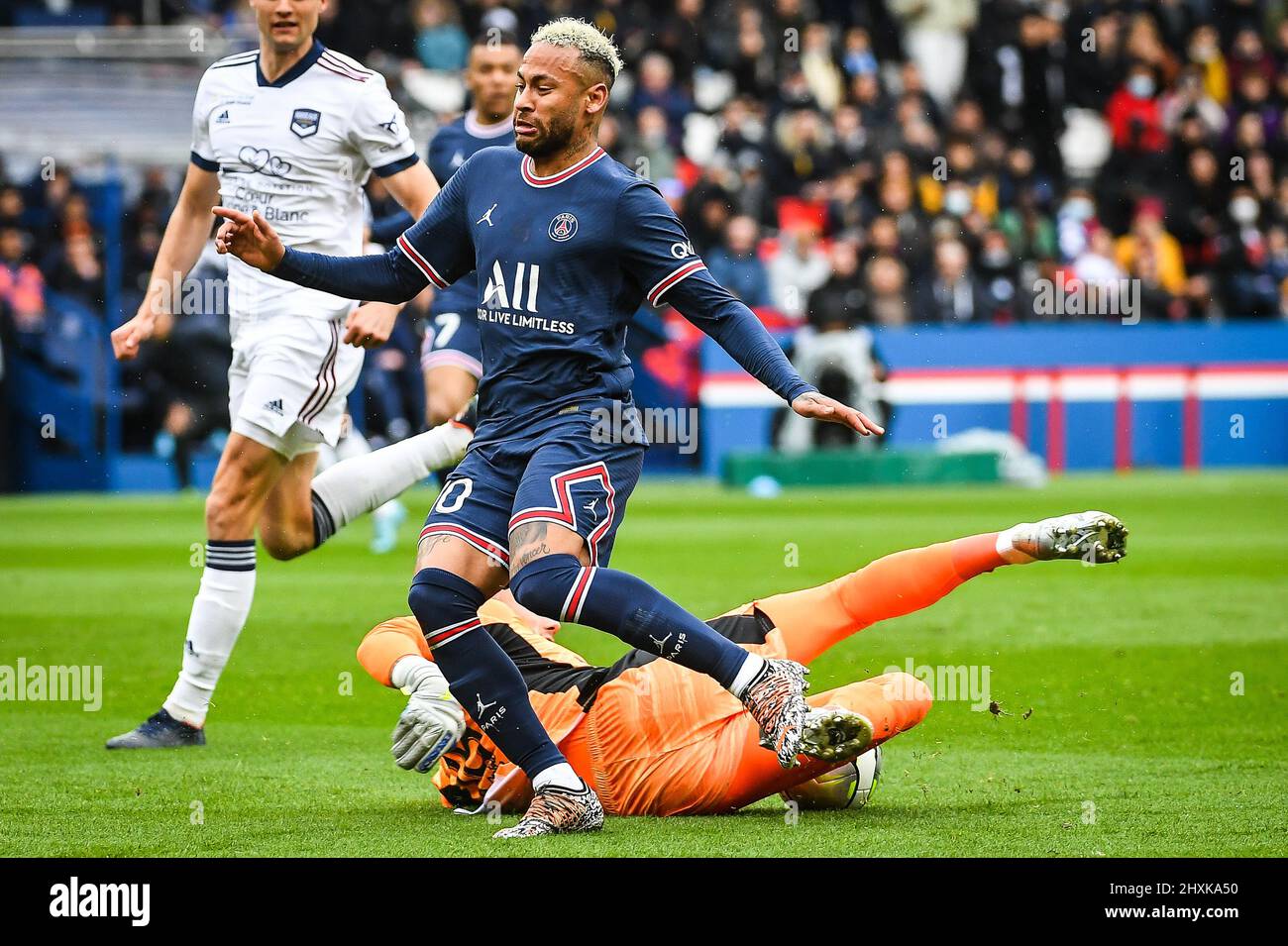 NEYMAR JR von PSG während des Fußballspiels der Fench Championship Ligue 1 zwischen Paris Saint-Germain und Girondins de Bordeaux am 13. März 2022 im Stadion Parc des Princes in Paris, Frankreich - Foto: Matthieu Mirville/DPPI/LiveMedia Stockfoto