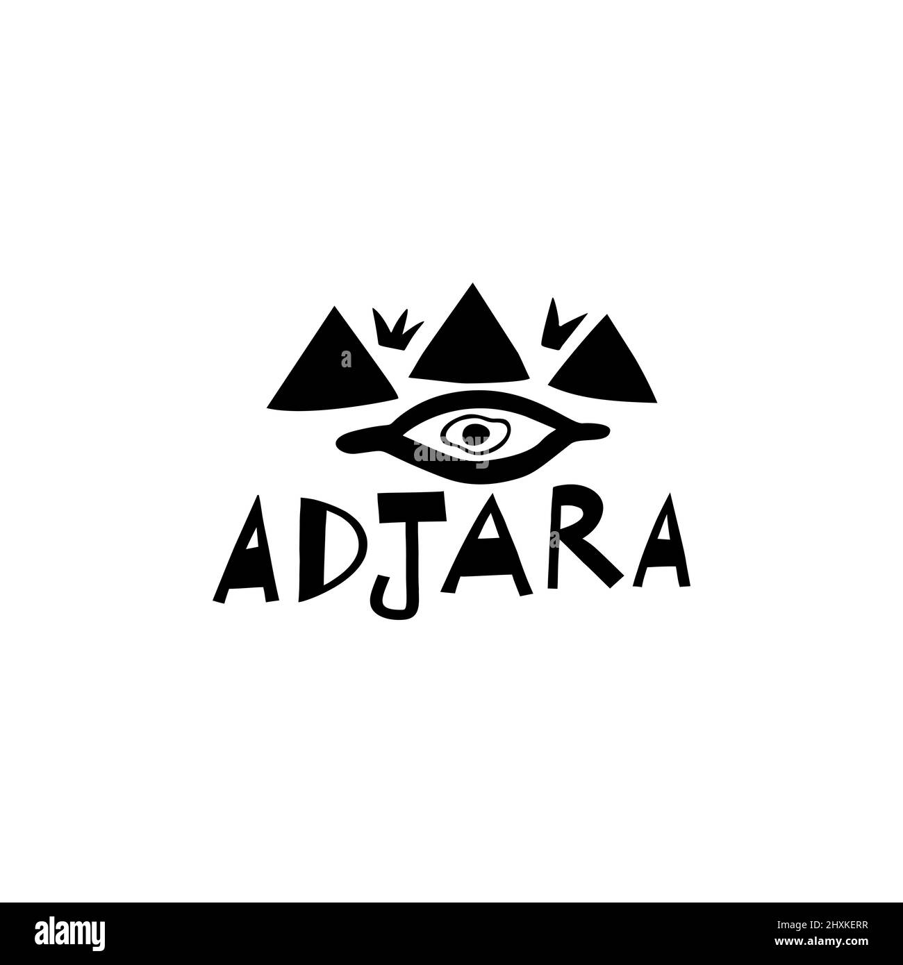 Vektor Handgezeichnetes Symbol von Adjara Sakartvelo. Reisebilder der Schilder der Republik Georgien. Handgezeichnete Schriftzüge. Georgianisches Wahrzeichen Stock Vektor