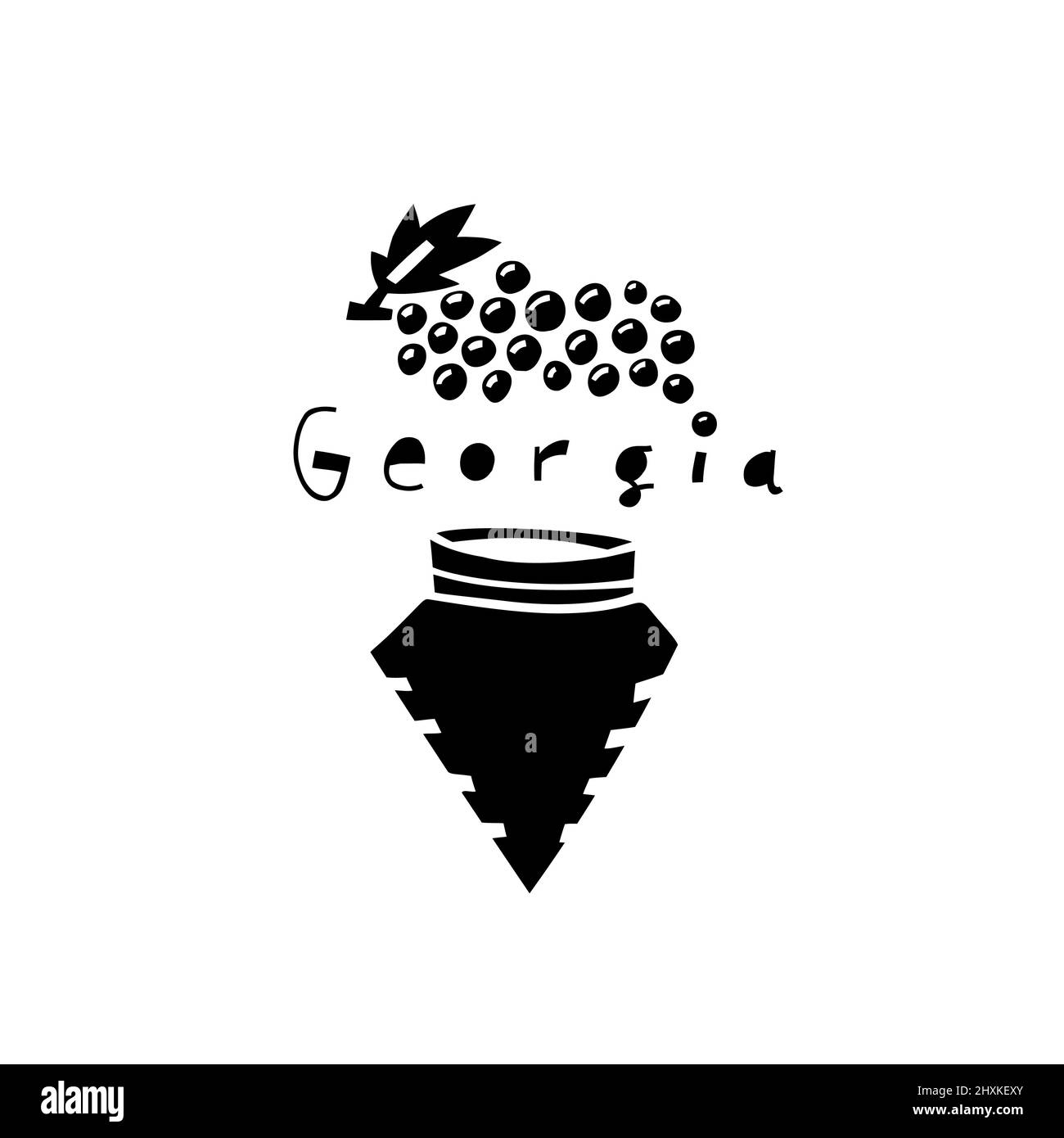 Vektor Handgezeichnetes Symbol von Sakartvelo. Reisebilder der Schilder der Republik Georgien. Handgezeichnete Schriftzüge. Georgisches Wahrzeichen-Logo Stock Vektor