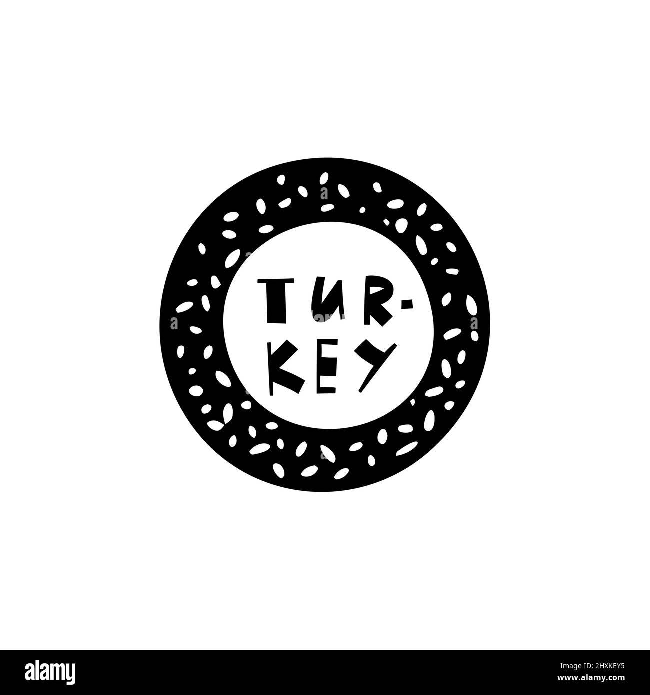 Vektor Handgezeichnetes Symbol der Türkei. Reisedarstellung der Zeichen der Republik Türkei. Handgezeichnete Schriftzüge. Türkisches Wahrzeichen-Logo Stock Vektor