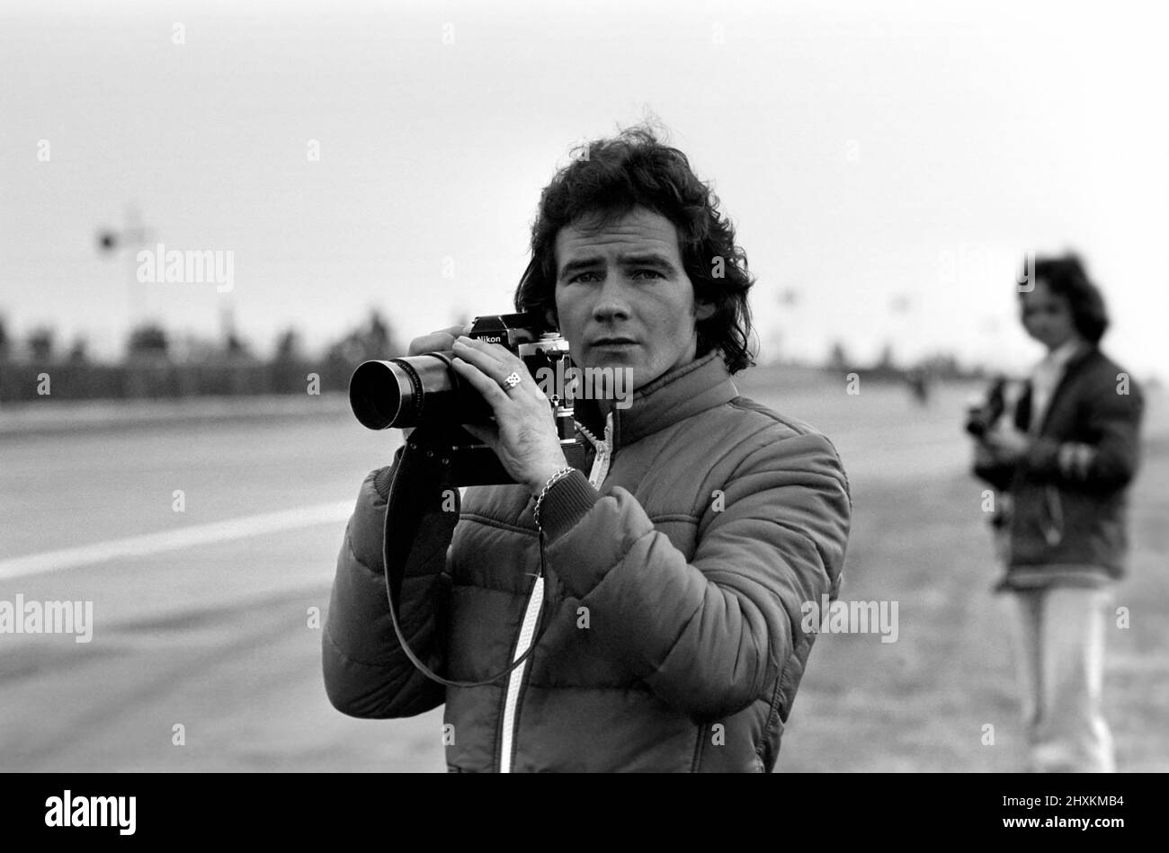John Player British Grand Prix, Silverstone. Barry Sheene fotografiert am Gleis. August 1977 Stockfoto