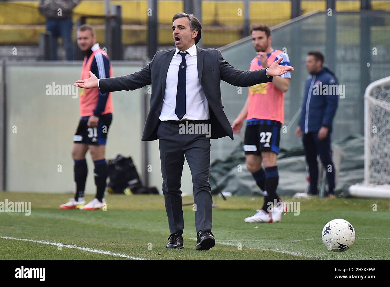 Arena Garibaldi, Pisa, Italien, 13. März 2022, Cheftrainer von Fabio Pecchia aus Cremonese beim Spiel AC Pisa gegen US Cremonese – Italienischer Fußball der Serie B Stockfoto