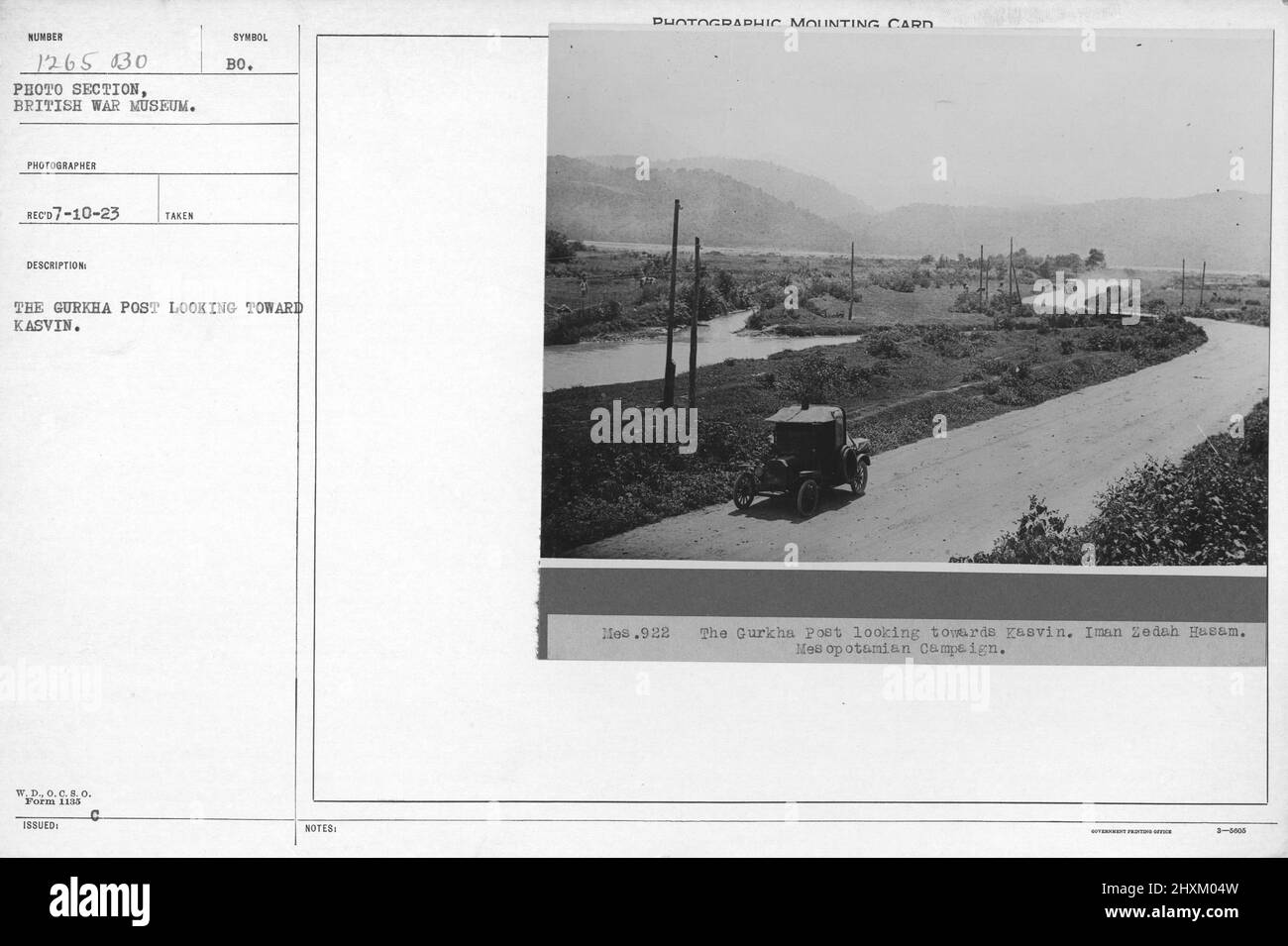 Die Gurkha Post blickt auf Kasvin. Sammlung von Fotografien aus dem Ersten Weltkrieg, 1914-1918, die die militärischen Aktivitäten der britischen und anderen Streitkräfte und des Personals während des Ersten Weltkriegs darstellen Stockfoto