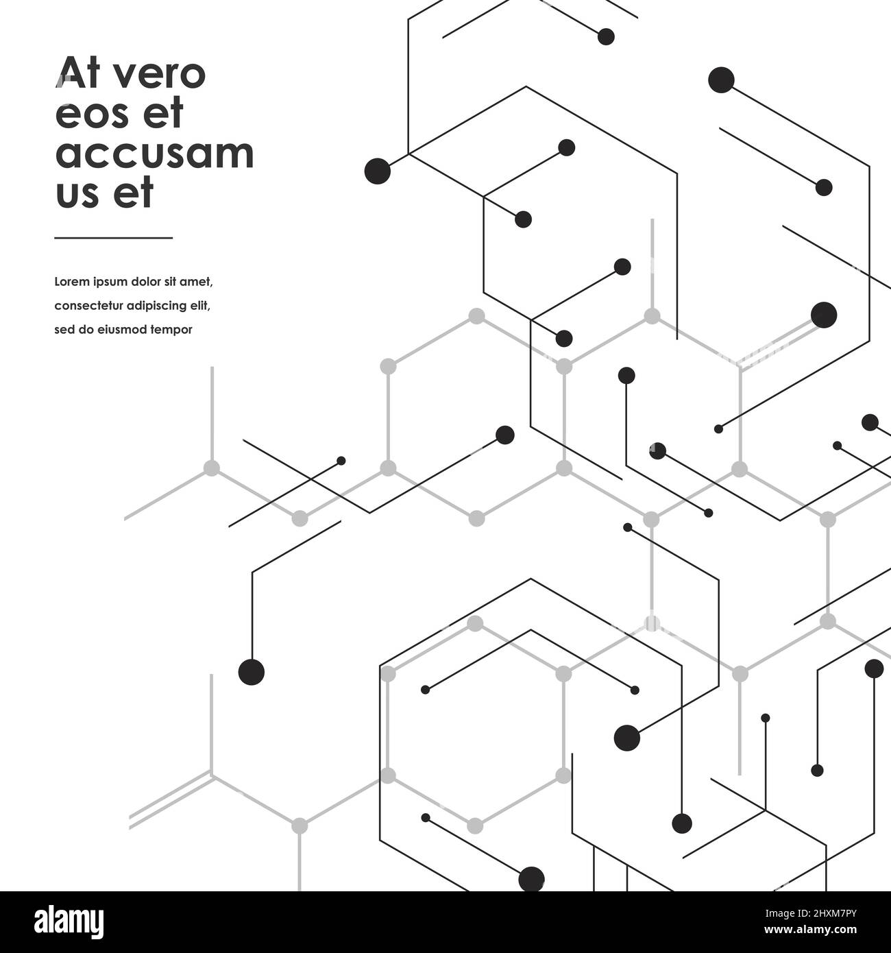 Sechsecke genetisch, Wissenschaft Vektor-Verbindung, chemische Karkasse und soziale Netzwerk. Abstraktes Konzept mit Linien und Punkten Stock Vektor
