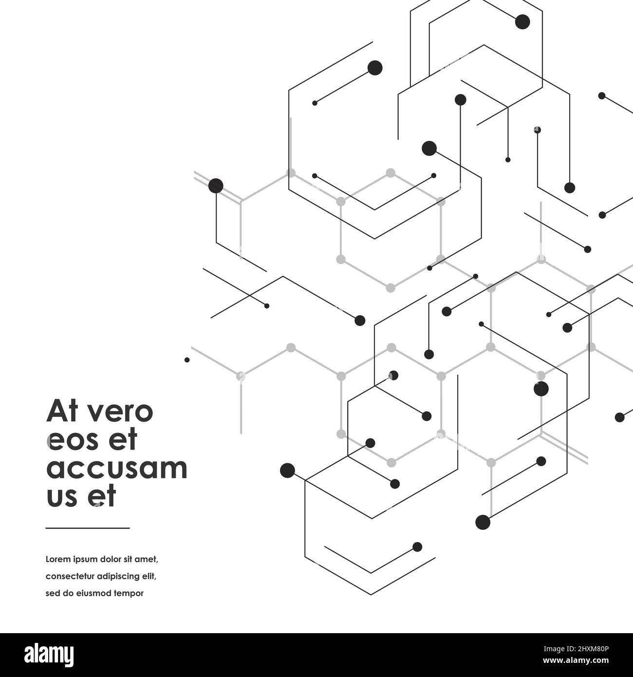 Sechsecke genetisch, Wissenschaft Vektor-Verbindung, chemische Karkasse und soziale Netzwerk. Abstraktes Konzept mit Linien und Punkten Stock Vektor