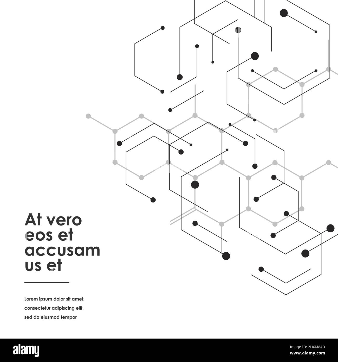 Sechsecke genetisch, Wissenschaft Vektor-Verbindung, chemische Karkasse und soziale Netzwerk. Abstraktes Konzept mit Linien und Punkten Stock Vektor