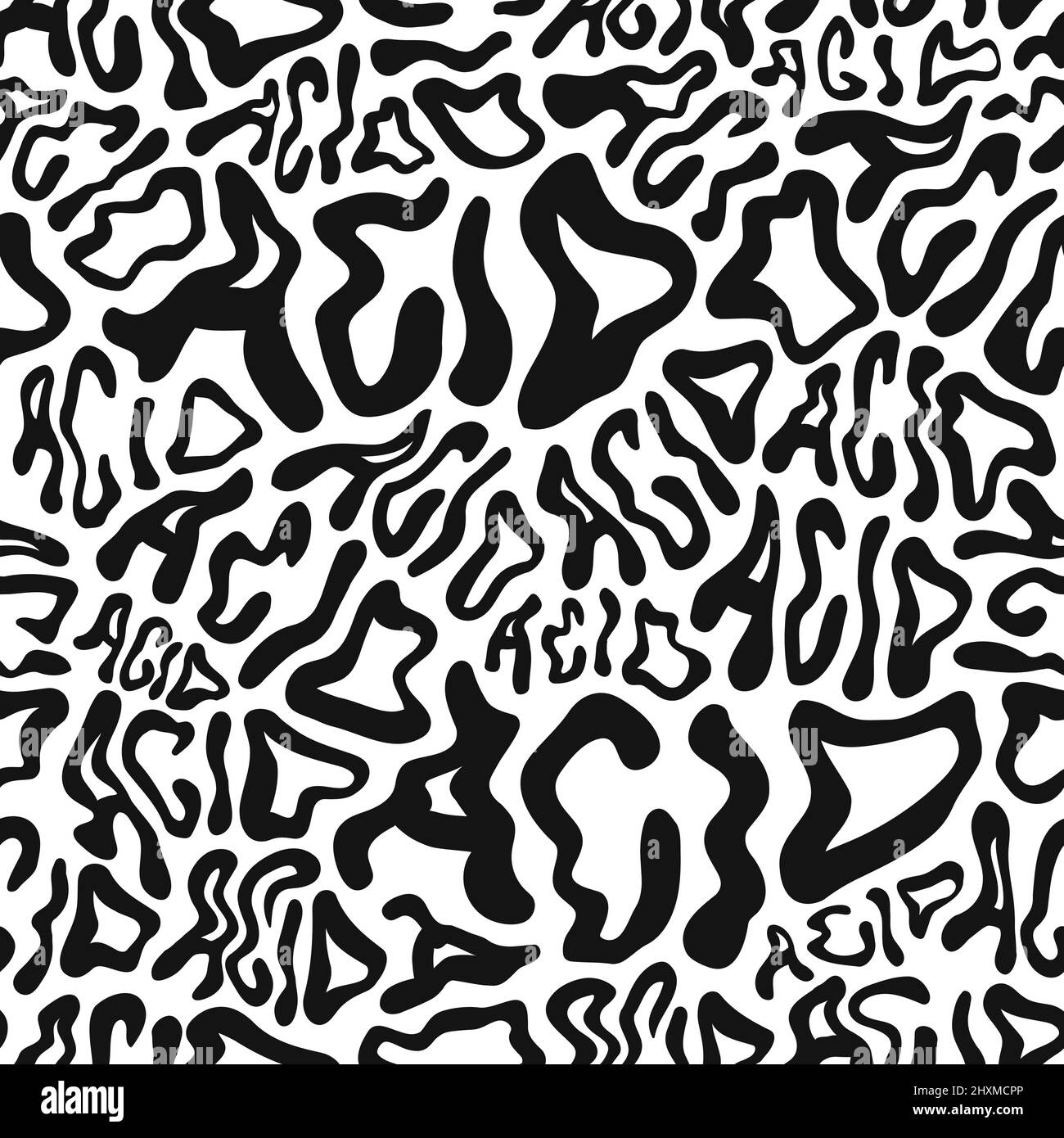 Deformierte gewellte Säure Wort nahtlose Muster Wallpaper.Vector Grafik Charakter Illustration.LSD, surreal, Säure, trippy Schriftzug nahtlose Muster Tapete Print-Konzept Stock Vektor