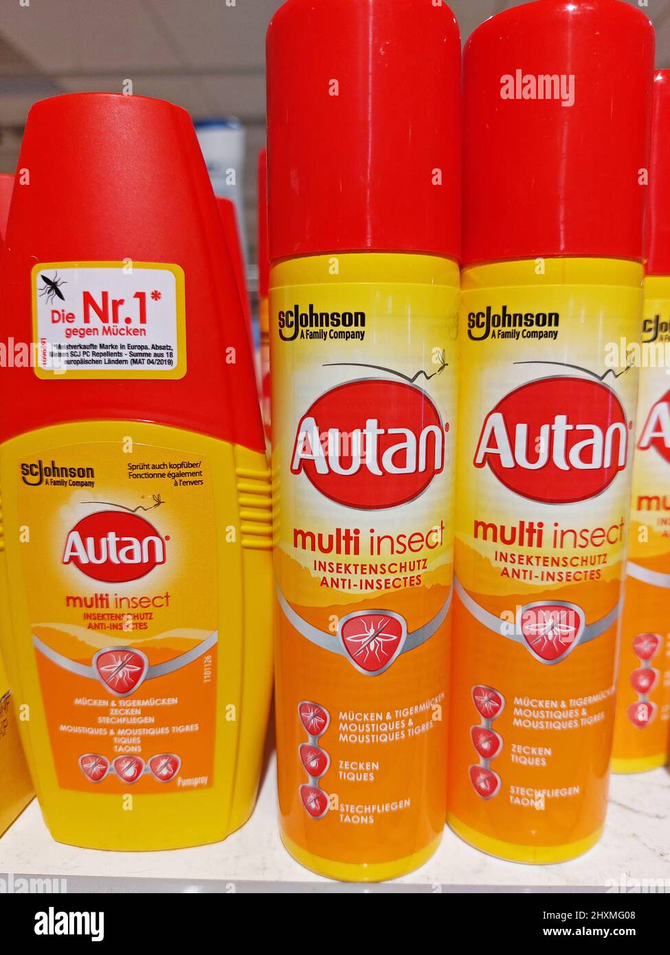 Autan Insektenschutzmittel in einem Supermarkt Stockfoto