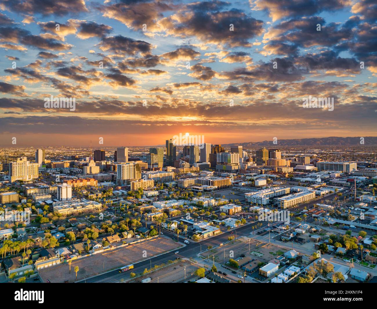 Phoenix, Arizona, USA Downtown Skyline Aerial. Stockfoto