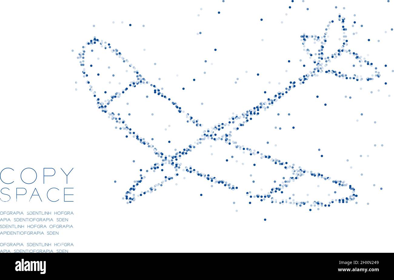 Abstrakt Geometrischer Kreis Punkt Molekül Partikelmuster Glider Ebene Form, VR-Technologie Business Reise Konzept Design blau Farbe Illustration isola Stock Vektor