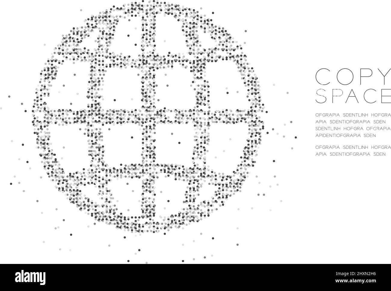 Abstrakt Geometrischer Kreis Punkt Molekül Partikel Netzwerk Icon Form, VR Technologie Internet Konzept Design schwarz Farbe Illustration isoliert auf weiß b Stock Vektor