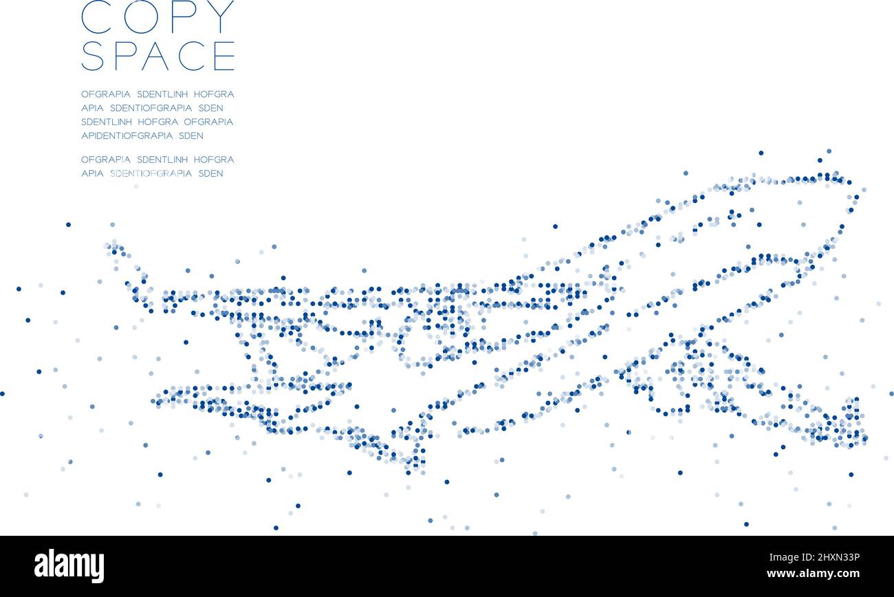 Abstrakt Geometrischer Kreis Punkt Molekül Partikel Flugzeug Form, VR-Technologie Transport Konzept Design schwarze Farbe Illustration isoliert auf weiß Stock Vektor