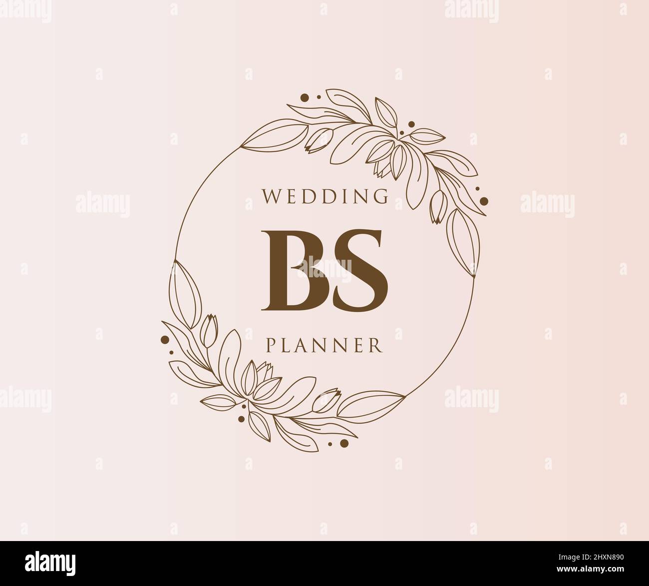 BS Initials Letter Hochzeit Monogram Logos Kollektion, handgezeichnete moderne minimalistische und florale Vorlagen für Einladungskarten, Save the Date, elegant Stock Vektor