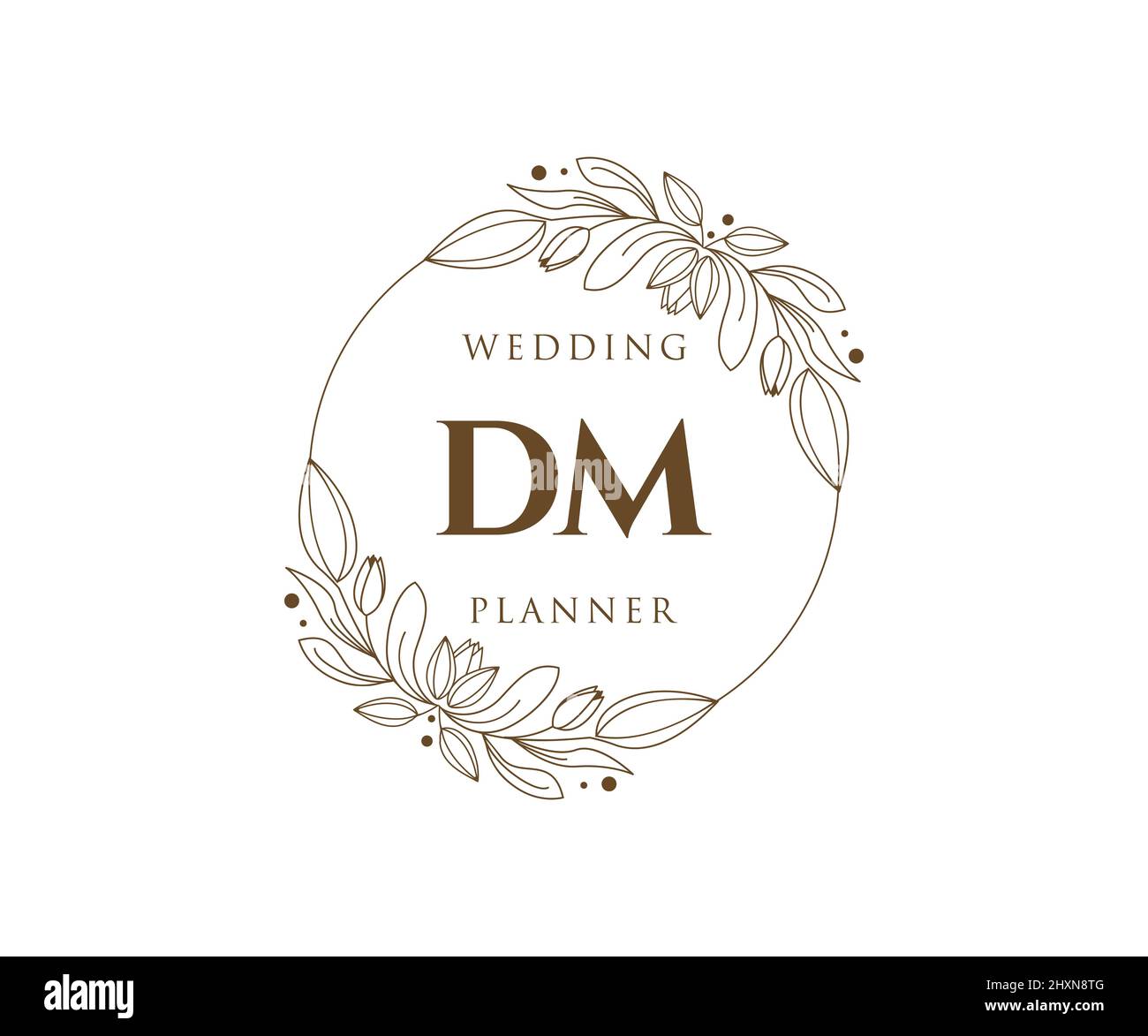 DM Initials Letter Hochzeitslogos Kollektion, handgezeichnete moderne minimalistische und florale Vorlagen für Einladungskarten, Save the Date, elegant Stock Vektor