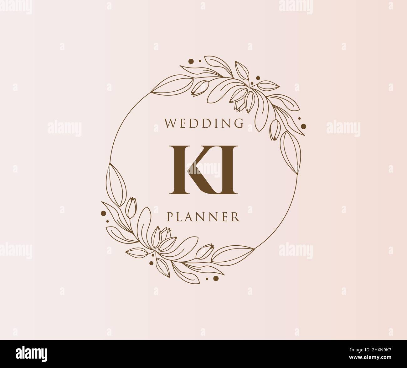 KI Initials Letter Hochzeit Monogram Logos Kollektion, handgezeichnete moderne minimalistische und florale Vorlagen für Einladungskarten, Save the Date, elegant Stock Vektor