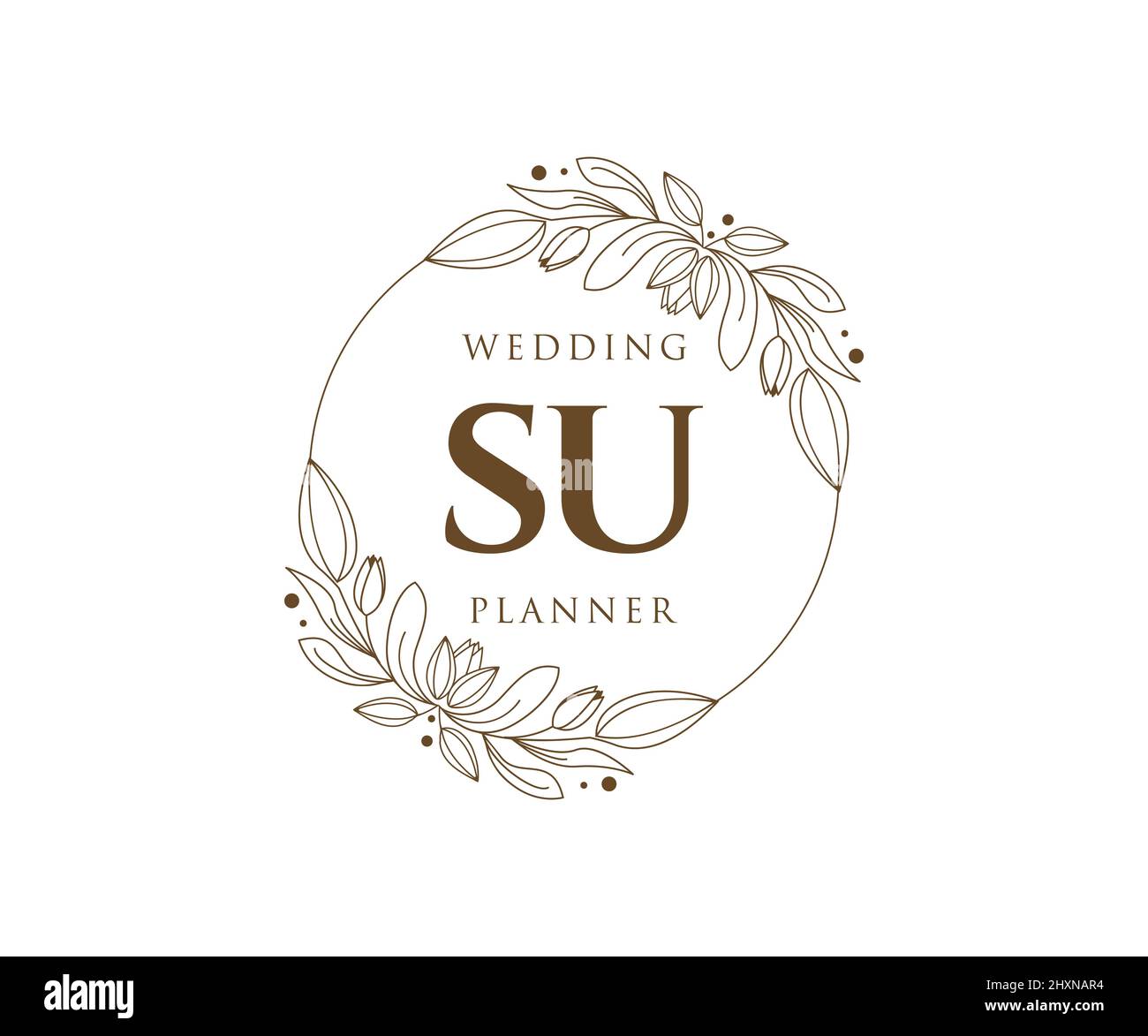 SU Initials Letter Hochzeit Monogram Logos Kollektion, handgezeichnete moderne minimalistische und florale Vorlagen für Einladungskarten, Save the Date, elegant Stock Vektor
