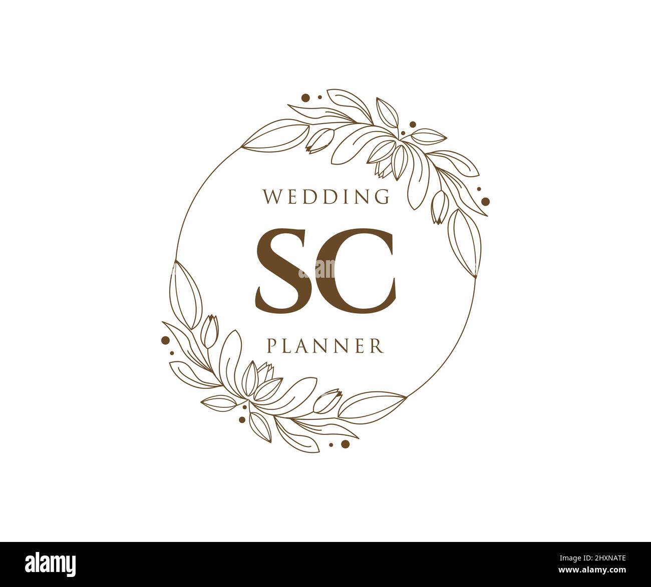 SC Initials Letter Hochzeit Monogram Logos Kollektion, handgezeichnete moderne minimalistische und florale Vorlagen für Einladungskarten, Save the Date, elegant Stock Vektor