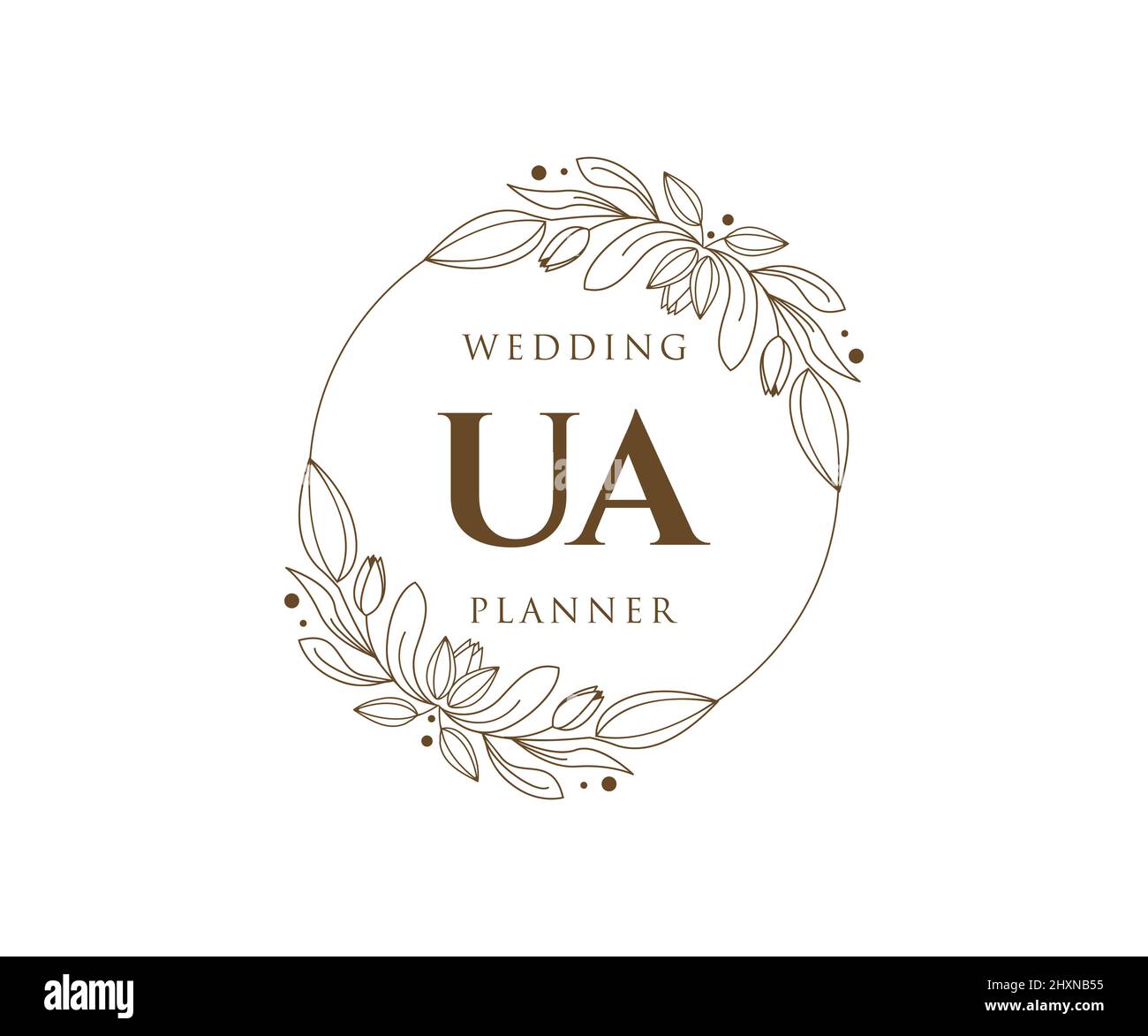 UA Initials Letter Hochzeit Monogram Logos Kollektion, handgezeichnete moderne minimalistische und florale Vorlagen für Einladungskarten, Save the Date, elegant Stock Vektor