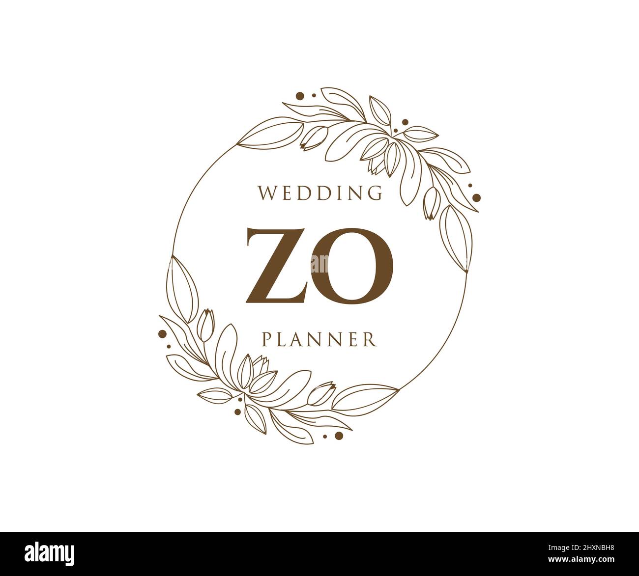 ZO Initials Letter Hochzeit Monogram Logos Kollektion, handgezeichnete moderne minimalistische und florale Vorlagen für Einladungskarten, Save the Date, elegant Stock Vektor